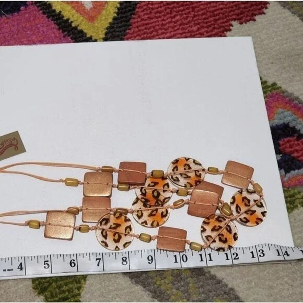 Gypsy Warehouse Leopard Print Double Strand Statement Necklace Copper‎ Boho